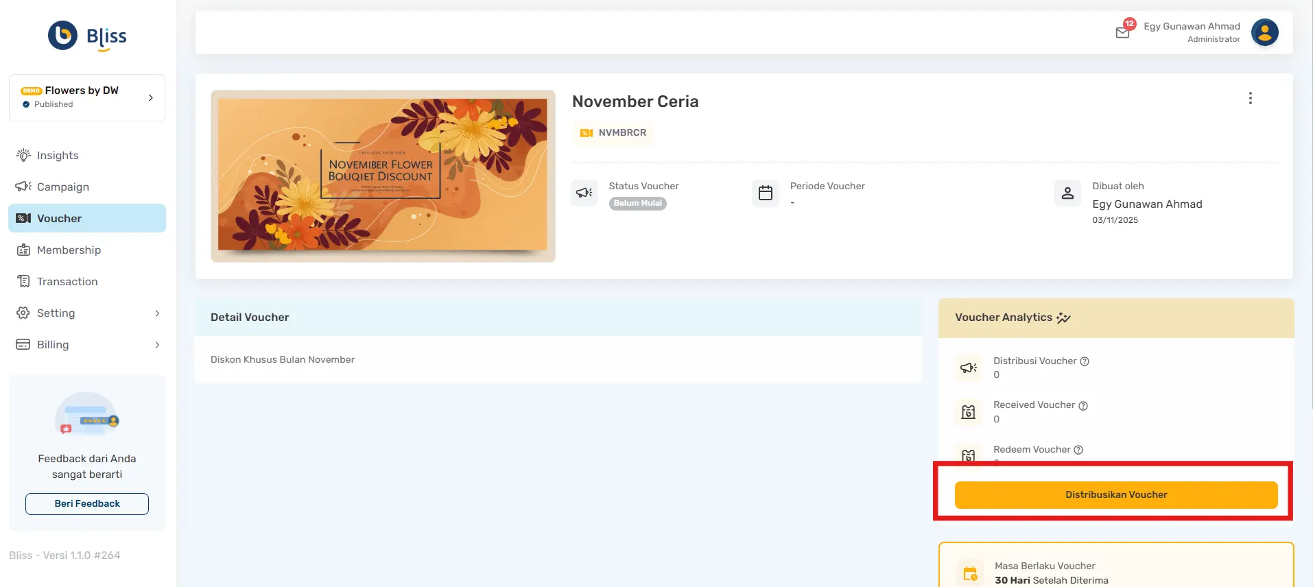 Cara broadcast voucher